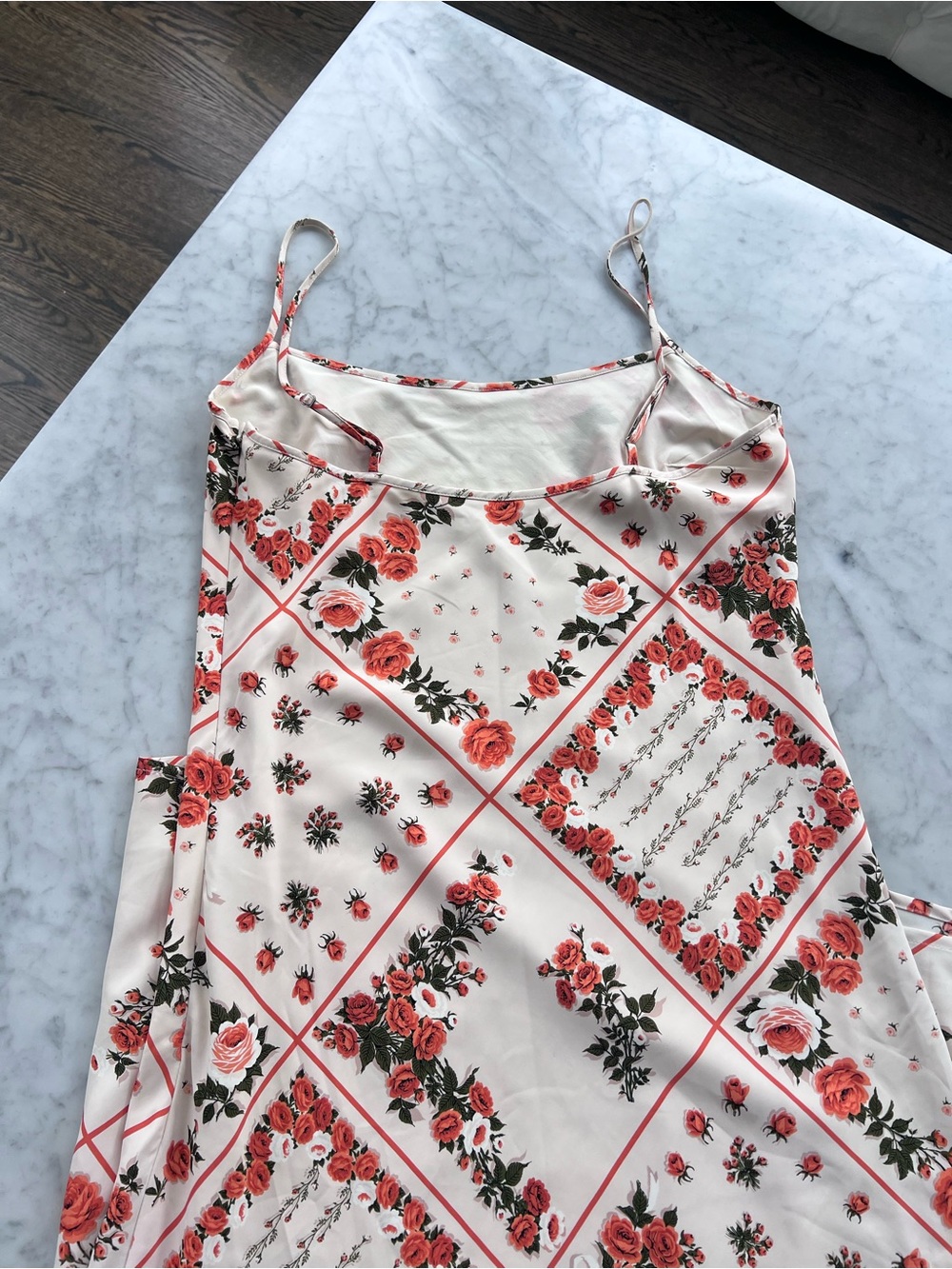 NWT Abercrombie Slip Dress in Cream Pattern Floral Orange Size Medium Tall - Picture 5 of 9